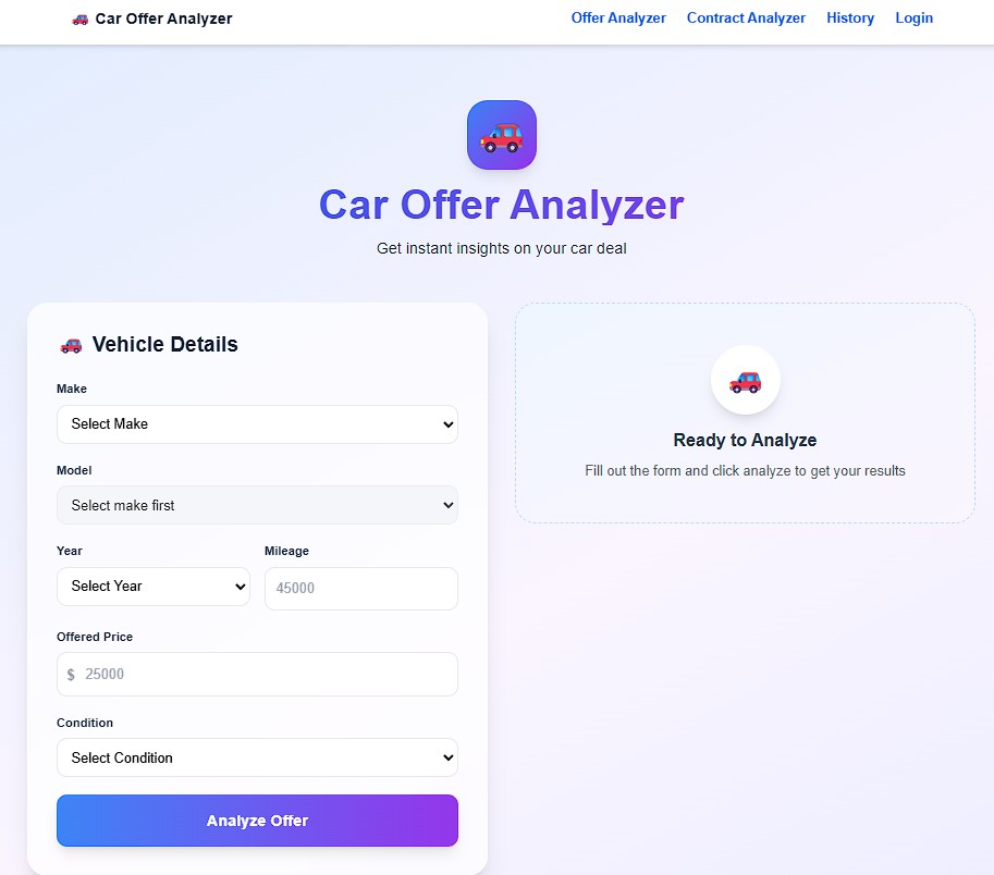 Car Offer Analyzer app screenshot
